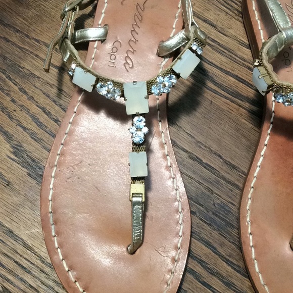 Azzurra Capri Swarvoski Crystals Flat Strap Sandals - Picture 7 of 7